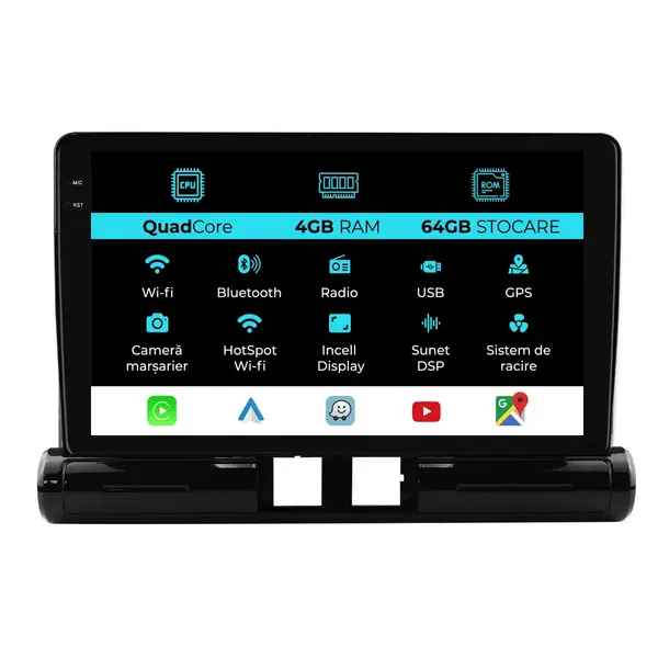 Navigatie Dedicata Citroen C3 Aircross (2017- 2023), QuadCore, 9 Inch, 4Gb Ram, 64Gb Stocare, Android Auto, Carplay
