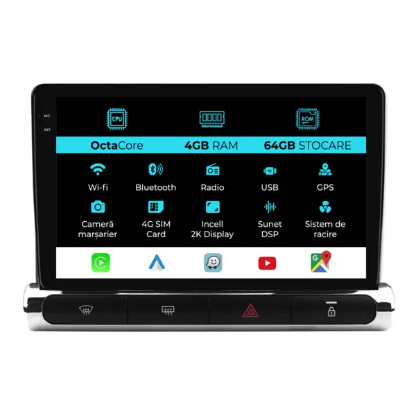 Navigatie Dedicata Citroen C3 Aircross I (2017-2023), 2K, 4Gb Ram, 64Gb Stocare, Carplay