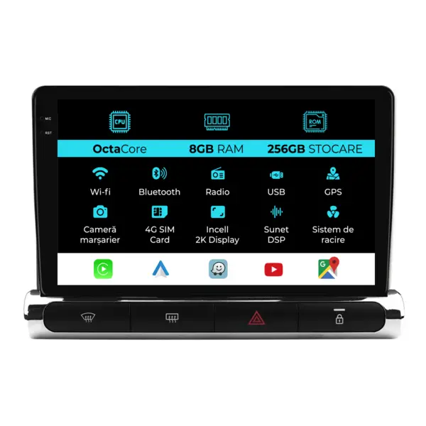 Navigatie Dedicata Citroen C3 Aircross I (2017-2023), 2K, 8Gb Ram, 256Gb Stocare, Carplay