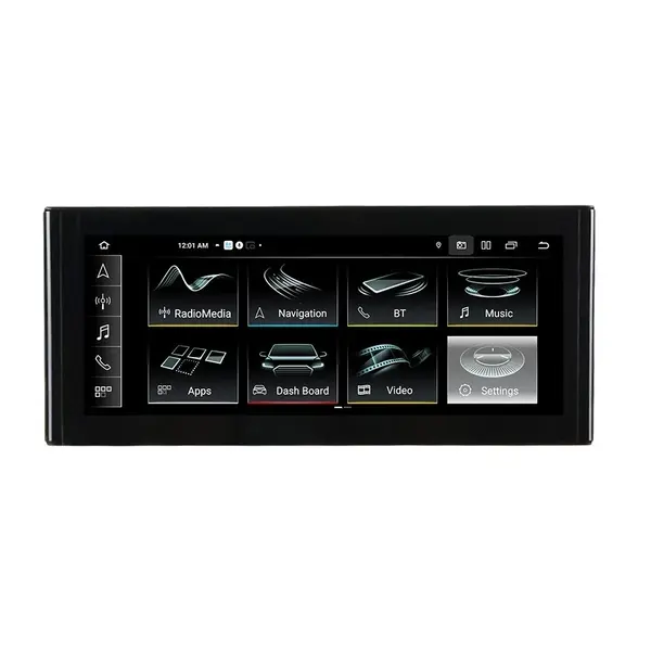 Navigatie dedicata cu Android Audi Q3 (8U) 2011 - 2020 cu navigatie RMC, 6GB RAM, Radio GPS Dual Zone, Display QLED 12.3" Touchscreen, Internet Wi-Fi si slot SIM 4G, Bluetooth, MirrorLink, USB