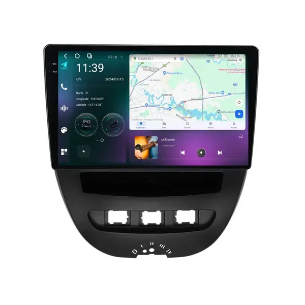 Navigatie dedicata cu Android Citroen C1 I 2005 - 2014, 12GB RAM, Radio GPS Dual Zone, Display 2K QLED 10.36" Touchscreen, Internet Wi-Fi si slot SIM 4G, Bluetooth, MirrorLink, USB