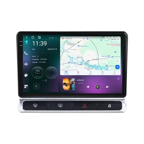 Navigatie dedicata cu Android Citroen C3 Aircross I 2017 - 2023, 12GB RAM, Radio GPS Dual Zone, Display 2K QLED 9.5" Touchscreen, Internet Wi-Fi si slot SIM 4G, Bluetooth, MirrorLink, USB