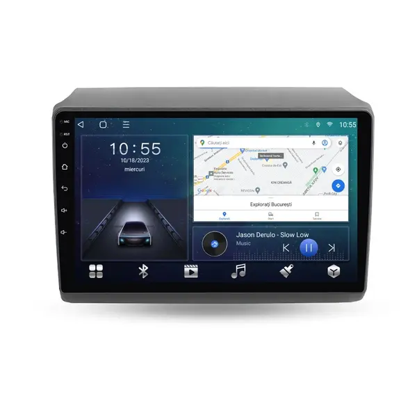 Navigatie dedicata cu Android Citroen Jumper dupa 2006 cu navigatie originala, 2GB RAM, Radio GPS Dual Zone, Display HD QLED 9" Touchscreen, Internet Wi-Fi si slot SIM 4G, Bluetooth, MirrorLink, USB