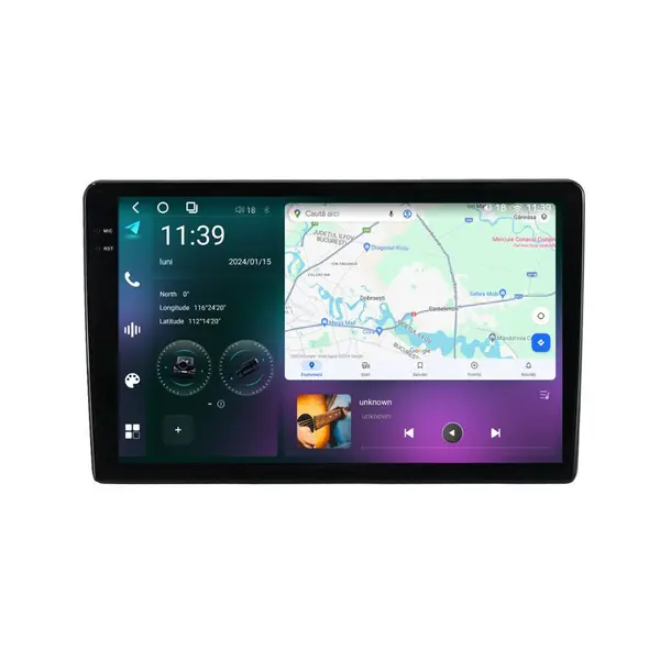 Navigatie dedicata cu Android Dacia Duster I 2013 - 2018, 12GB RAM, Radio GPS Dual Zone, Display 2K QLED 9.5" Touchscreen, Internet Wi-Fi si slot SIM 4G, Bluetooth, MirrorLink, USB