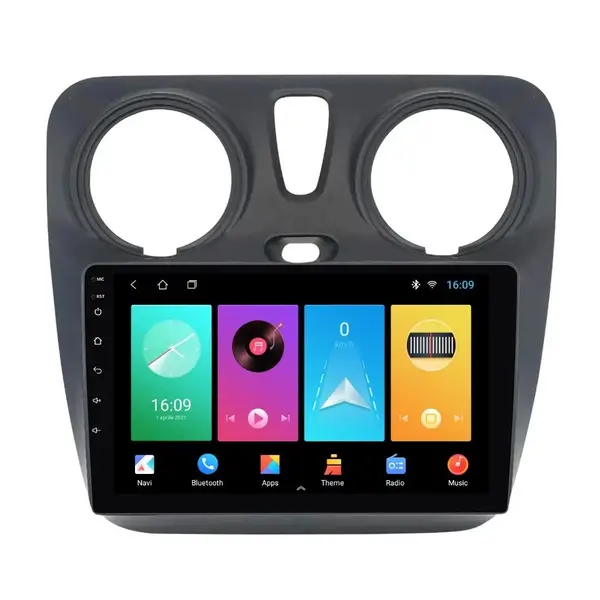 Navigatie dedicata cu Android Dacia Lodgy dupa 2012, 2GB RAM, Radio GPS Dual Zone, Display HD IPS 9" Touchscreen, Internet Wi-Fi, Bluetooth, MirrorLink, USB