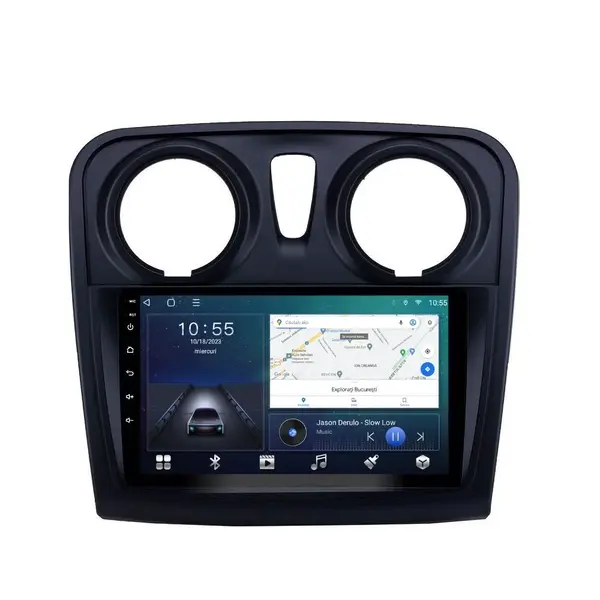 Navigatie dedicata cu Android Dacia Logan II 2012 - 2020, 2GB RAM, Radio GPS Dual Zone, Display HD QLED 9" Touchscreen, Internet Wi-Fi si slot SIM 4G, Bluetooth, MirrorLink, USB