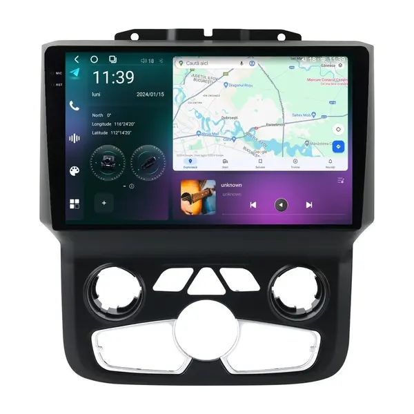 Navigatie dedicata cu Android Dodge RAM 2013 - 2018, clima automata, 12GB RAM, Radio GPS Dual Zone, Display 2K QLED 9.5" Touchscreen, Internet Wi-Fi si slot SIM 4G, Bluetooth, MirrorLink, USB