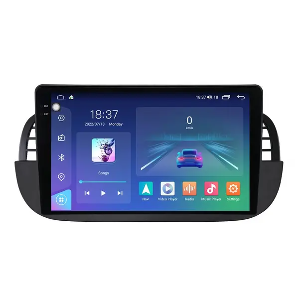 Navigatie dedicata cu Android Fiat 500 2007 - 2015, negru, 8GB RAM, Radio GPS Dual Zone, Display 2K QLED 9.5" Touchscreen, Internet Wi-Fi si slot SIM 4G, Bluetooth, MirrorLink, USB