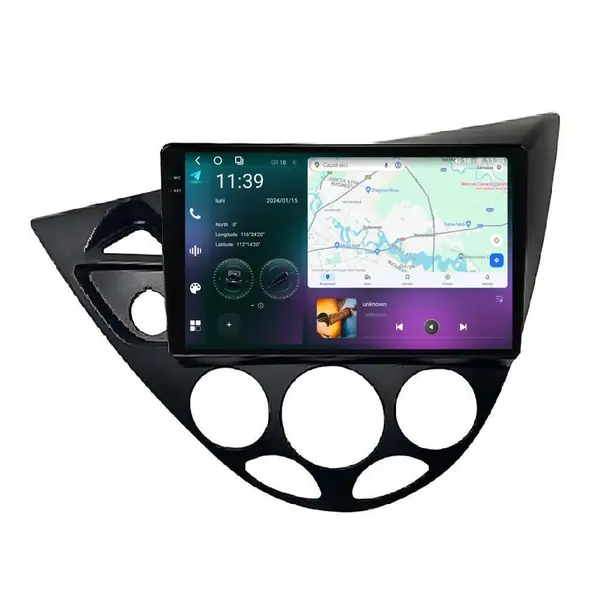 Navigatie dedicata cu Android Ford Focus I 1998 - 2005, 12GB RAM, Radio GPS Dual Zone, Display 2K QLED 9.5" Touchscreen, Internet Wi-Fi si slot SIM 4G, Bluetooth, MirrorLink, USB