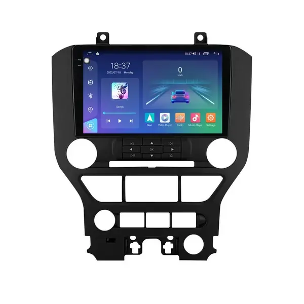 Navigatie dedicata cu Android Ford Mustang 2014 - 2021 fara navigatie originala, 4GB RAM, Radio GPS Dual Zone, Display 2K QLED 9.5" Touchscreen, Internet Wi-Fi si slot SIM 4G, Bluetooth, MirrorLink, USB