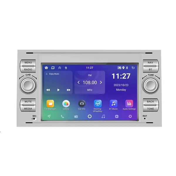 Navigatie dedicata cu Android Ford Transit 2006 - 2014, gri, 2GB RAM, Radio GPS Dual Zone, Display HD 7" Touchscreen, Internet Wi-Fi, Bluetooth, MirrorLink, USB