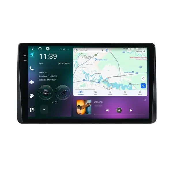 Navigatie dedicata cu Android Ford Transit / Tourneo Courier 2014 - 2023 fara ecran din fabrica, 12GB RAM, Radio GPS Dual Zone, Display 2K QLED 9.5" Touchscreen, Internet Wi-Fi si slot SIM 4G, Bluetooth, MirrorLink, USB