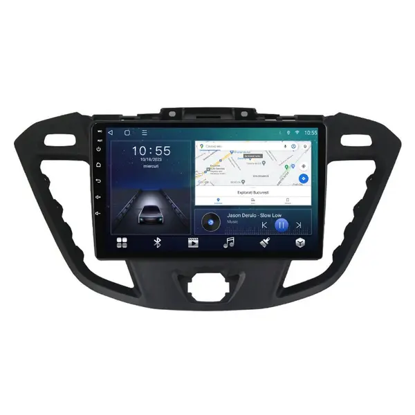Navigatie dedicata cu Android Ford Transit / Tourneo Custom 2012 - 2018, 2GB RAM, Radio GPS Dual Zone, Display HD QLED 9" Touchscreen, Internet Wi-Fi si slot SIM 4G, Bluetooth, MirrorLink, USB