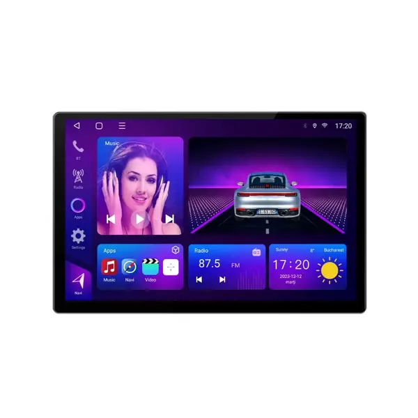 Navigatie dedicata cu Android Ford Transit / Tourneo Custom dupa 2018, 2GB RAM, Radio GPS Dual Zone, Display 2K QLED 13" Touchscreen, Internet Wi-Fi si slot SIM 4G, Bluetooth, MirrorLink, USB