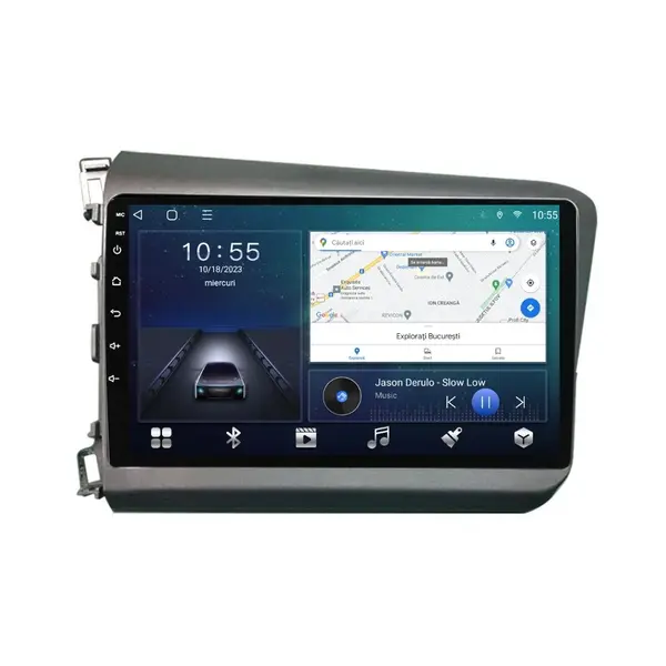Navigatie dedicata cu Android Honda Civic IX Sedan 2011 - 2015, 2GB RAM, Radio GPS Dual Zone, Display HD QLED 9" Touchscreen, Internet Wi-Fi si slot SIM 4G, Bluetooth, MirrorLink, USB