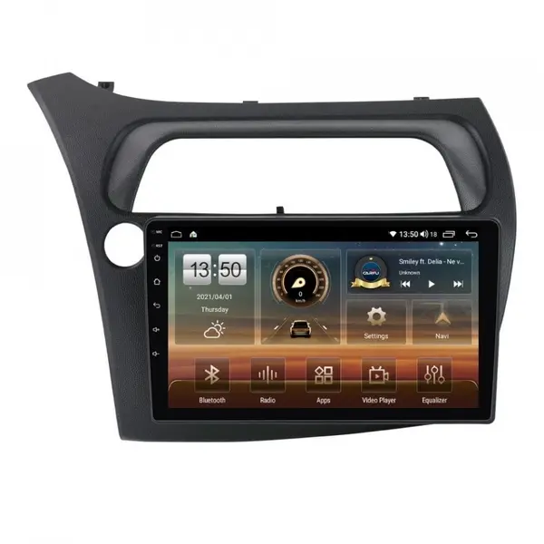 Navigatie dedicata cu Android Honda Civic VIII Hatchback 2006 - 2011, 8GB RAM, Radio GPS Dual Zone, Display HD QLED 9" Touchscreen, Internet Wi-Fi si slot SIM 4G, Bluetooth, MirrorLink, USB