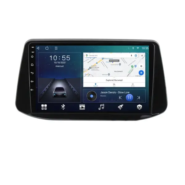 Navigatie dedicata cu Android Hyundai i30 dupa 2017, 2GB RAM, Radio GPS Dual Zone, Display HD QLED 9" Touchscreen, Internet Wi-Fi si slot SIM 4G, Bluetooth, MirrorLink, USB