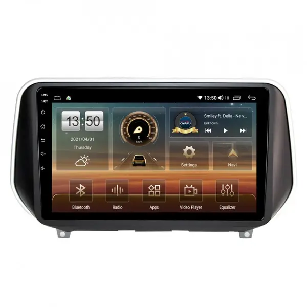 Navigatie dedicata cu Android Hyundai Santa Fe IV dupa 2018, 8GB RAM, Radio GPS Dual Zone, Display HD QLED 10" Touchscreen, Internet Wi-Fi si slot SIM 4G, Bluetooth, MirrorLink, USB