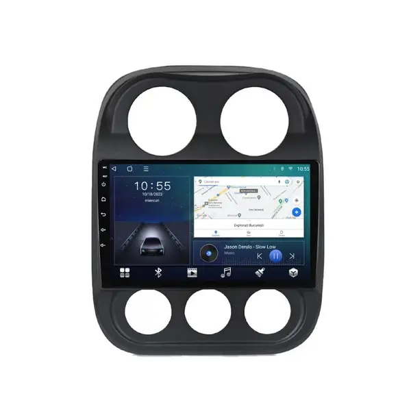 Navigatie dedicata cu Android Jeep Compass I 2011 - 2016, 2GB RAM, Radio GPS Dual Zone, Display HD QLED 10" Touchscreen, Internet Wi-Fi si slot SIM 4G, Bluetooth, MirrorLink, USB