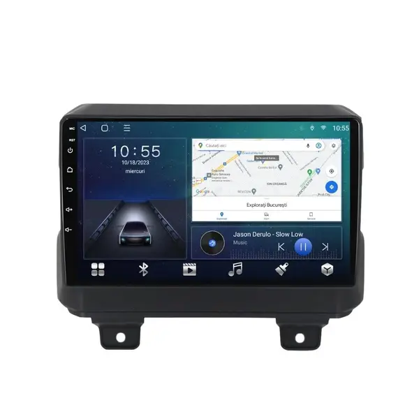 Navigatie dedicata cu Android Jeep Gladiator dupa 2019, 2GB RAM, Radio GPS Dual Zone, Display HD QLED 9" Touchscreen, Internet Wi-Fi si slot SIM 4G, Bluetooth, MirrorLink, USB