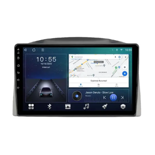 Navigatie dedicata cu Android Jeep Grand Cherokee III 2004 - 2007 cu navigatie originala, 2GB RAM, Radio GPS Dual Zone, Display HD QLED 10" Touchscreen, Internet Wi-Fi si slot SIM 4G, Bluetooth, MirrorLink, USB