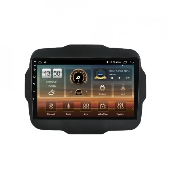 Navigatie dedicata cu Android Jeep Renegade dupa 2014, 8GB RAM, Radio GPS Dual Zone, Display HD QLED 9" Touchscreen, Internet Wi-Fi si slot SIM 4G, Bluetooth, MirrorLink, USB