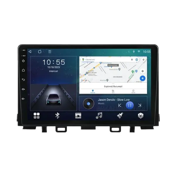 Navigatie dedicata cu Android Kia Rio IV 2017 - 2024, 2GB RAM, Radio GPS Dual Zone, Display HD QLED 9" Touchscreen, Internet Wi-Fi si slot SIM 4G, Bluetooth, MirrorLink, USB