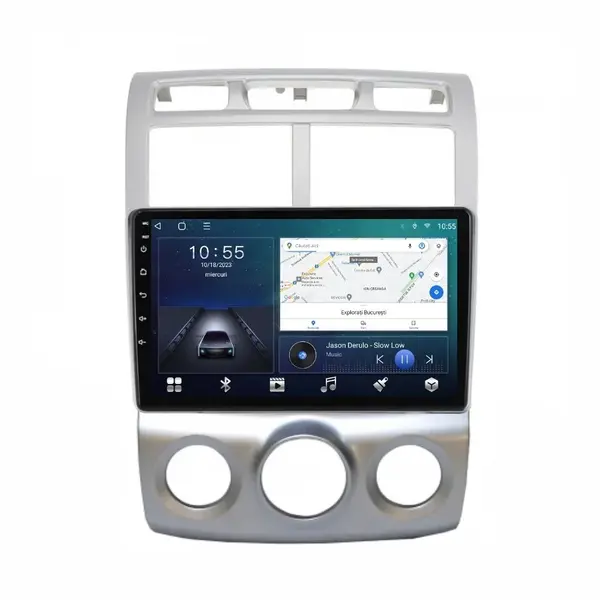 Navigatie dedicata cu Android KIA Sportage 2004 - 2010 fabricata in Coreea, clima manuala, 2GB RAM, Radio GPS Dual Zone, Display HD QLED 9" Touchscreen, Internet Wi-Fi si slot SIM 4G, Bluetooth, MirrorLink, USB