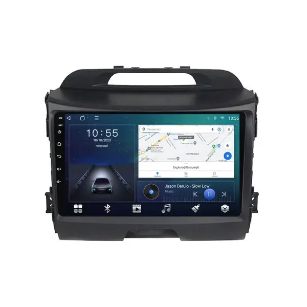 Navigatie dedicata cu Android KIA Sportage 2010 - 2016, 2GB RAM, Radio GPS Dual Zone, Display HD QLED 9" Touchscreen, Internet Wi-Fi si slot SIM 4G, Bluetooth, MirrorLink, USB