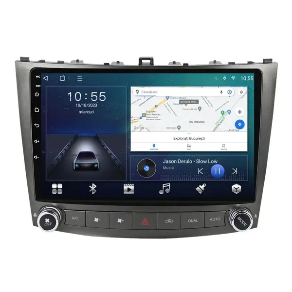 Navigatie dedicata cu Android Lexus IS 2005 - 2013, 2GB RAM, Radio GPS Dual Zone, Display HD QLED 10" Touchscreen, Internet Wi-Fi si slot SIM 4G, Bluetooth, MirrorLink, USB