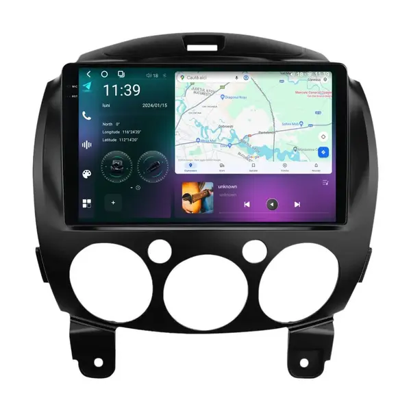 Navigatie dedicata cu Android Mazda 2 2007 - 2014, 12GB RAM, Radio GPS Dual Zone, Display 2K QLED 9.5" Touchscreen, Internet Wi-Fi si slot SIM 4G, Bluetooth, MirrorLink, USB