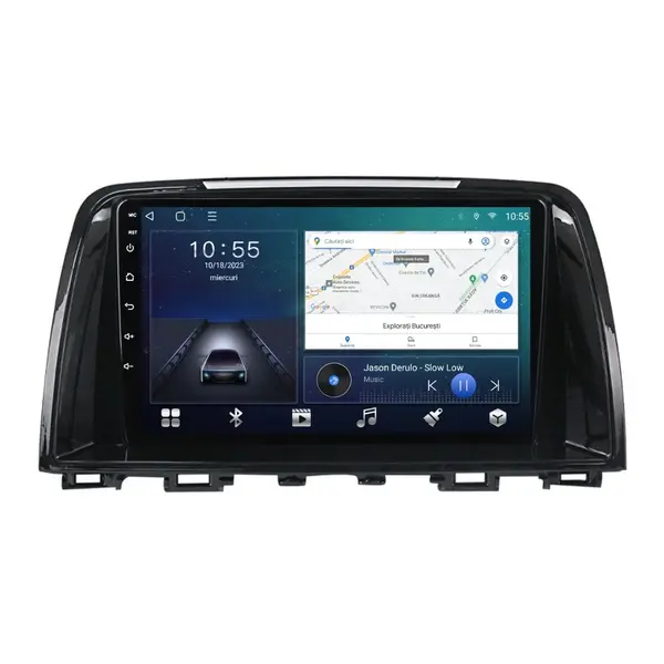 Navigatie dedicata cu Android Mazda 6 2013 - 2015, 2GB RAM, Radio GPS Dual Zone, Display HD QLED 9" Touchscreen, Internet Wi-Fi si slot SIM 4G, Bluetooth, MirrorLink, USB