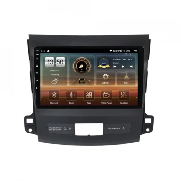 Navigatie dedicata cu Android Mitsubishi Outlander II 2006 - 2012, 8GB RAM, Radio GPS Dual Zone, Display HD QLED 9" Touchscreen, Internet Wi-Fi si slot SIM 4G, Bluetooth, MirrorLink, USB