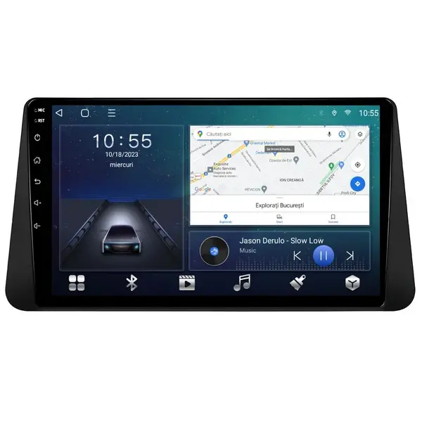 Navigatie dedicata cu Android Nissan Micra V dupa 2017, 2GB RAM, Radio GPS Dual Zone, Display HD QLED 9" Touchscreen, Internet Wi-Fi si slot SIM 4G, Bluetooth, MirrorLink, USB
