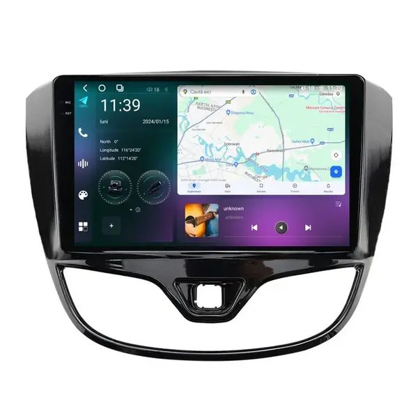 Navigatie dedicata cu Android Opel Karl 2015 - 2019, 12GB RAM, Radio GPS Dual Zone, Display 2K QLED 9.5" Touchscreen, Internet Wi-Fi si slot SIM 4G, Bluetooth, MirrorLink, USB
