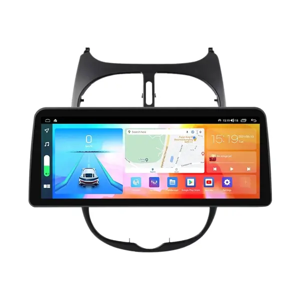 Navigatie dedicata cu Android Peugeot 206 1998 - 2009, 8GB RAM, Radio GPS Dual Zone, Display QLED 12.3" Touchscreen, Internet Wi-Fi si slot SIM 4G, Bluetooth, MirrorLink, USB