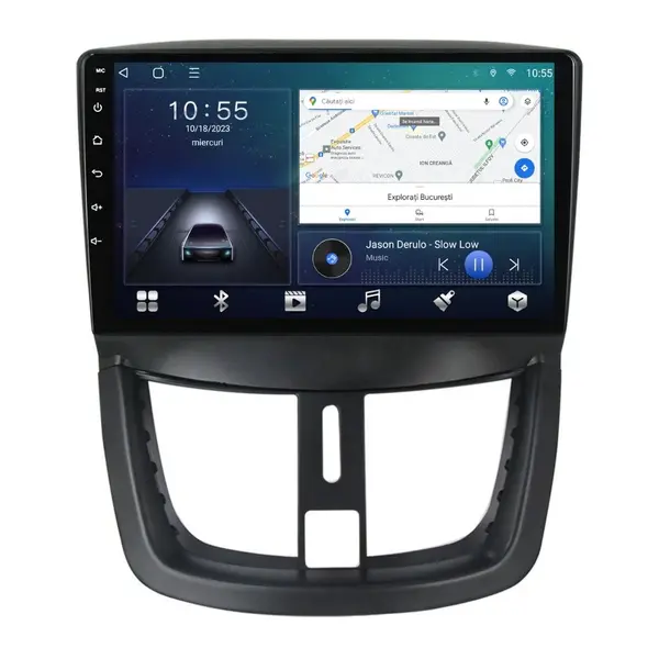 Navigatie dedicata cu Android Peugeot 206+ 2009 - 2014, 2GB RAM, Radio GPS Dual Zone, Display HD QLED 9" Touchscreen, Internet Wi-Fi si slot SIM 4G, Bluetooth, MirrorLink, USB