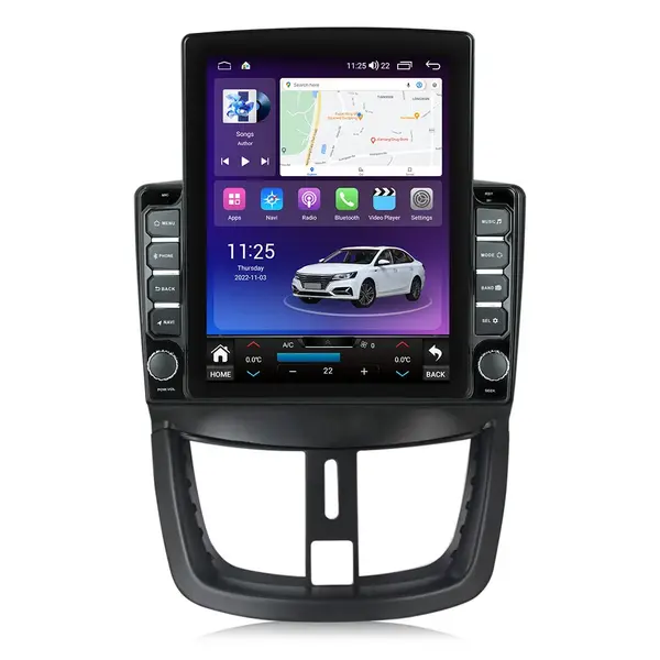 Navigatie dedicata cu Android Peugeot 206+ 2009 - 2014, 8GB RAM, Radio GPS Dual Zone, Touchscreen IPS 9.7" HD tip Tesla, Internet Wi-Fi si slot SIM 4G, Bluetooth, MirrorLink, USB