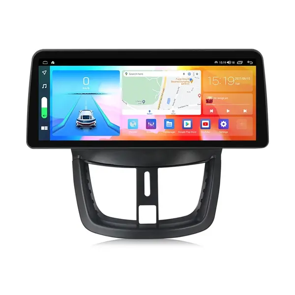 Navigatie dedicata cu Android Peugeot 207 2006 - 2015, 8GB RAM, Radio GPS Dual Zone, Display QLED 12.3" Touchscreen, Internet Wi-Fi si slot SIM 4G, Bluetooth, MirrorLink, USB