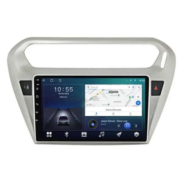 Navigatie dedicata cu Android Peugeot 301 dupa 2012, 2GB RAM, Radio GPS Dual Zone, Display HD QLED 9" Touchscreen, Internet Wi-Fi si slot SIM 4G, Bluetooth, MirrorLink, USB