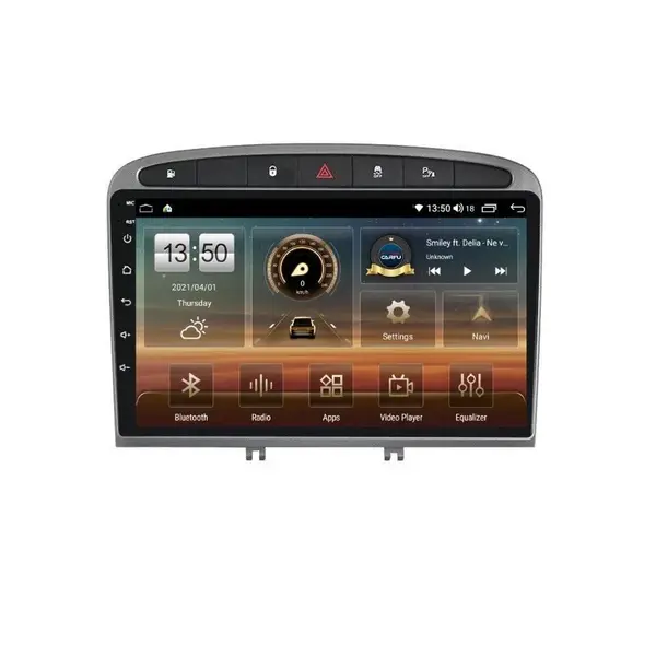 Navigatie dedicata cu Android Peugeot 308 I 2007 - 2013, 6GB RAM, Radio GPS Dual Zone, Display HD QLED 9" Touchscreen, Internet Wi-Fi si slot SIM 4G, Bluetooth, MirrorLink, USB
