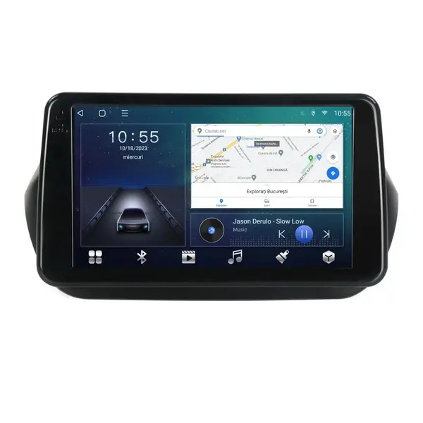 Navigatie dedicata cu Android Peugeot Bipper 2008 - 2018, 2GB RAM, Radio GPS Dual Zone, Display HD QLED 9" Touchscreen, Internet Wi-Fi si slot SIM 4G, Bluetooth, MirrorLink, USB