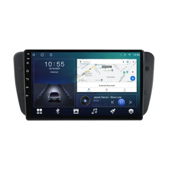 Navigatie dedicata cu Android Seat Ibiza IV 2008 - 2013, 2GB RAM, Radio GPS Dual Zone, Display HD QLED 9" Touchscreen, Internet Wi-Fi si slot SIM 4G, Bluetooth, MirrorLink, USB