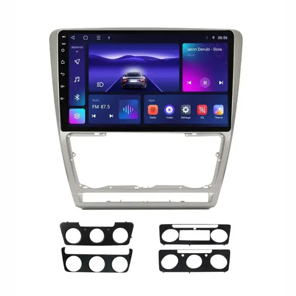 Navigatie dedicata cu Android Skoda Octavia II 2004 - 2013, gri, 4GB RAM, Radio GPS Dual Zone, Display HD IPS 10" Touchscreen, Internet Wi-Fi, Bluetooth, MirrorLink, USB