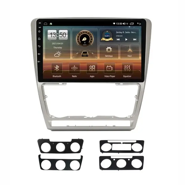 Navigatie dedicata cu Android Skoda Octavia II 2004 - 2013, gri, 8GB RAM, Radio GPS Dual Zone, Display HD QLED 10" Touchscreen, Internet Wi-Fi si slot SIM 4G, Bluetooth, MirrorLink, USB