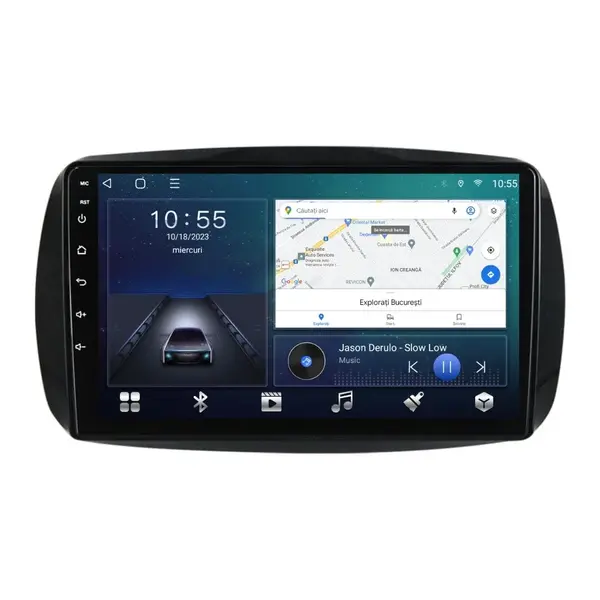 Navigatie dedicata cu Android Smart Forfour dupa 2014, 2GB RAM, Radio GPS Dual Zone, Display HD QLED 9" Touchscreen, Internet Wi-Fi si slot SIM 4G, Bluetooth, MirrorLink, USB