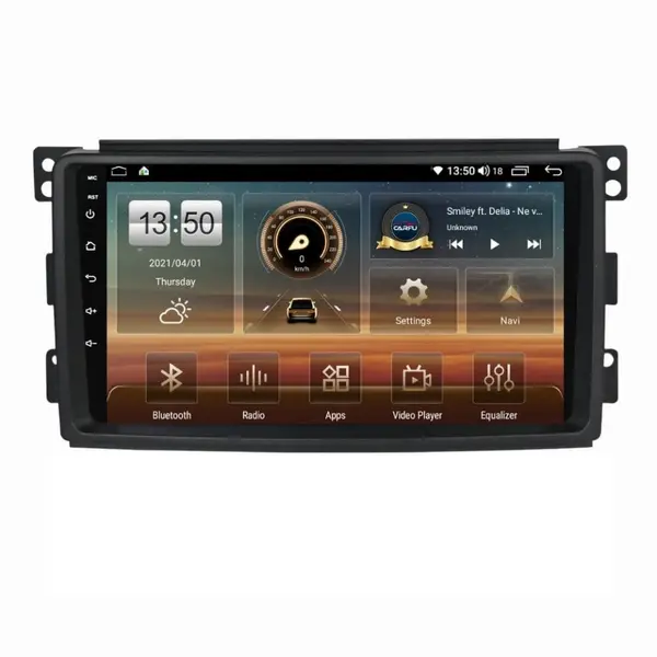 Navigatie dedicata cu Android Smart Fortwo 2007 - 2010, 8GB RAM, Radio GPS Dual Zone, Display HD QLED 9" Touchscreen, Internet Wi-Fi si slot SIM 4G, Bluetooth, MirrorLink, USB