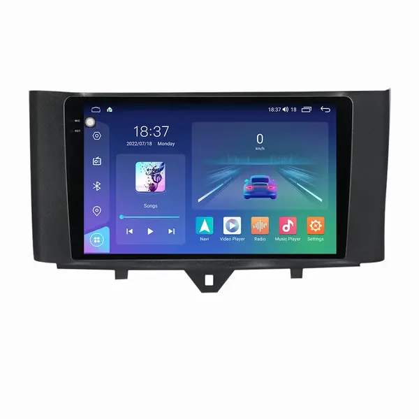 Navigatie dedicata cu Android Smart Fortwo 2011 - 2014, 8GB RAM, Radio GPS Dual Zone, Display 2K QLED 9.5" Touchscreen, Internet Wi-Fi si slot SIM 4G, Bluetooth, MirrorLink, USB