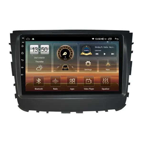 Navigatie dedicata cu Android Ssangyong Musso dupa 2018, 4GB RAM, Radio GPS Dual Zone, Display HD QLED 9" Touchscreen, Internet Wi-Fi si slot SIM 4G, Bluetooth, MirrorLink, USB