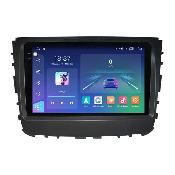 Navigatie dedicata cu Android Ssangyong Musso dupa 2018, 8GB RAM, Radio GPS Dual Zone, Display 2K QLED 9.5" Touchscreen, Internet Wi-Fi si slot SIM 4G, Bluetooth, MirrorLink, USB
